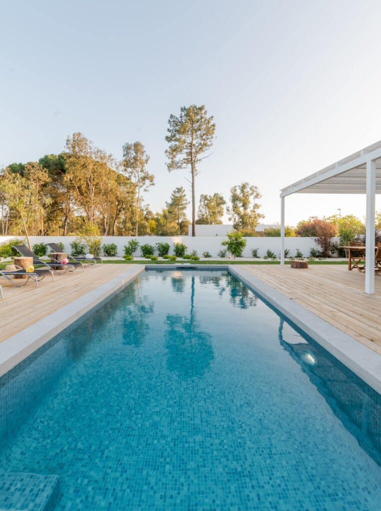 Modern house with a long skinny pool